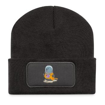 Seehund Astronaut Weltraum - Recycelte Patch Beanie - Dunkelgrau - Vorne