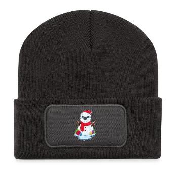 Bonhomme de neige Noël Hiver - Beanie recyclé à patch - charbon - Devant
