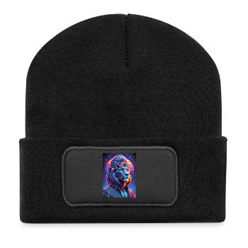 Cyber Lion néon avec lunettes de soleil - Beanie recyclé à patch - noir - Devant