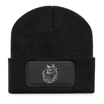 Cat Easter Easter Eggs Easter Cat - Recycled Patch Beanie - black - Front