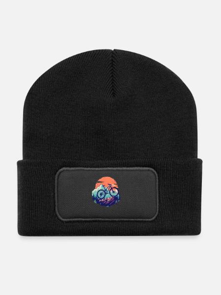 Mountainbiken - Recycelte Patch Beanie - Schwarz