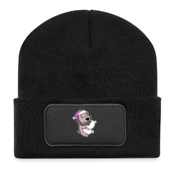 Leo Tired Sleeping Sleeping Girl - Recycled Patch Beanie - black - Front