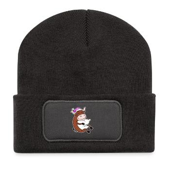 Ox Tired Sleeping Sleeping Girl - Recycled Patch Beanie - dark grey - Front