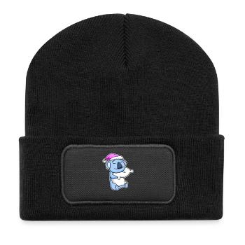 Koala Bear Tired Sleeping Sleeping Girl - Recycled Patch Beanie - black - Front