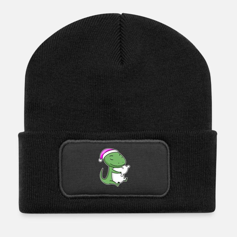Eidechse Müde Ausschlafen Schlafen Mädchen - Recycelte Patch Beanie - Schwarz
