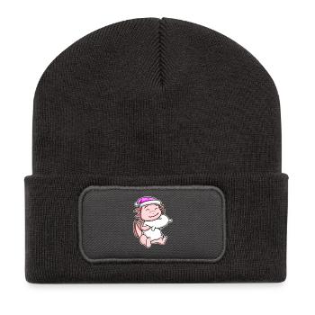 Axolotl Fatigué Dormir Dans Fille Endormie - Beanie recyclé à patch - charbon - Devant