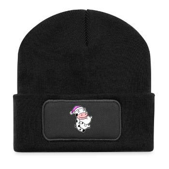 Cow Tired Sleeping Sleeping Girl - Recycled Patch Beanie - black - Front
