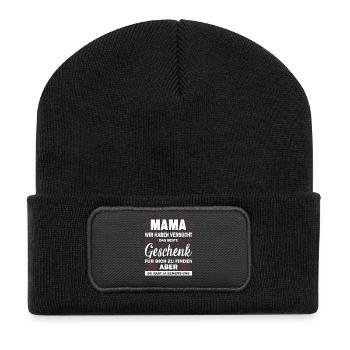 Beste Mama Der Welt Geschenk Weihnachten - Recycelte Patch Beanie - Schwarz - Vorne
