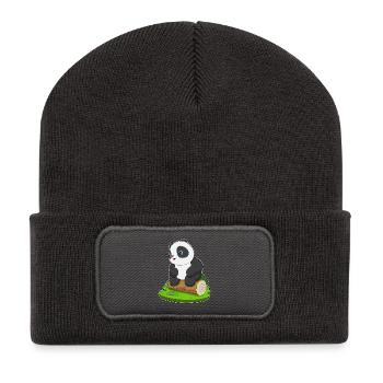 Panda Baumstamm - Recycelte Patch Beanie - Dunkelgrau - Vorne