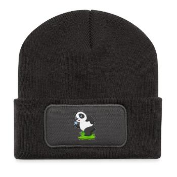 Panda Jogger Joggen Sport - Recycelte Patch Beanie - Dunkelgrau - Vorne