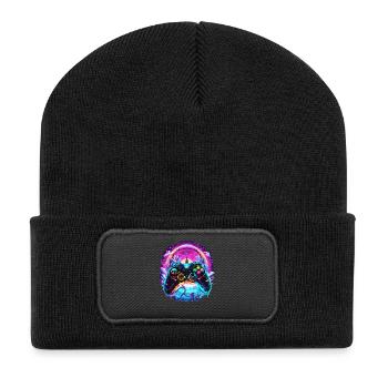 Manette Synthwave Gamer Fantasy Retro Gaming - Beanie recyclé à patch - noir - Devant