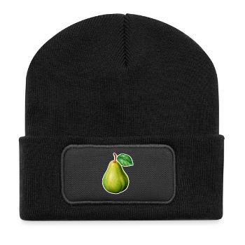 Birne Illustration – Vintage Garten Stil - Recycelte Patch Beanie - Schwarz - Vorne
