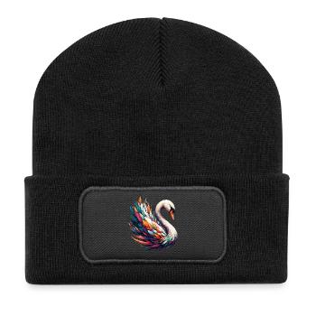 Schwan - Recycelte Patch Beanie - Schwarz - Vorne