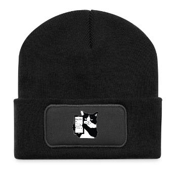 1 Stern Menschen Lustiger Katzenliebhaber Versagt Bei Katze - Recycelte Patch Beanie - Schwarz - Vorne