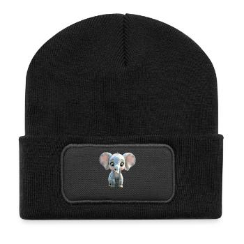 Éléphant Afrique Safari Sauvage Amour Éléphant Mignon - Beanie recyclé à patch - noir - Devant