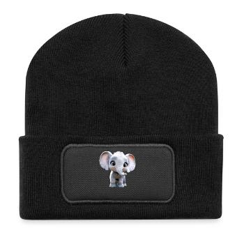 Éléphant Afrique Safari Sauvage Amour Éléphant Mignon - Beanie recyclé à patch - noir - Devant