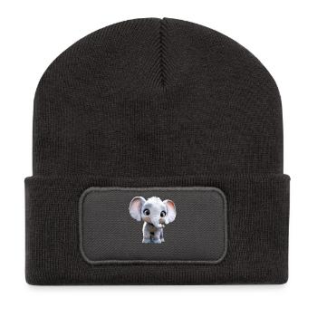 Éléphant Afrique Safari Sauvage Amour Éléphant Mignon - Beanie recyclé à patch - charbon - Devant