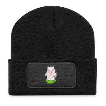 Schwein Halloween Mumie - Recycelte Patch Beanie - Schwarz - Vorne