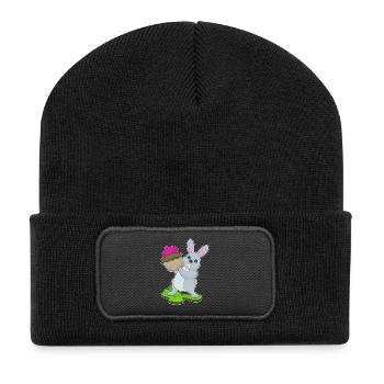 Hase Cupcake - Recycelte Patch Beanie - Schwarz - Vorne