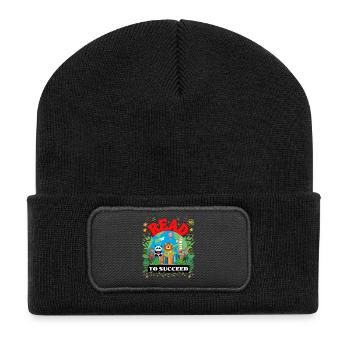 Read to Succeed - Kids Teachers Gift Idea - Recycled Patch Beanie - black - Front