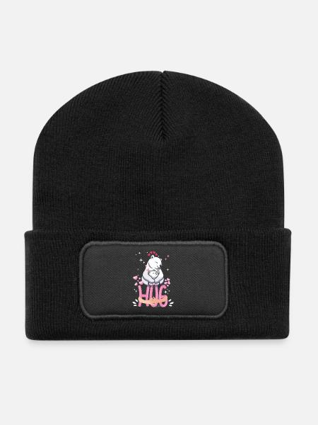 Lustig - Kuscheln Lustiger Bär - Recycelte Patch Beanie - Schwarz