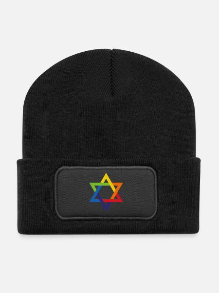 Jewish and Proud Star of David - Recycled Patch Beanie - black