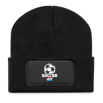 Niederlande Soccer Ball Flagge Fußballteam icon - Recycelte Patch Beanie - Schwarz - Vorne