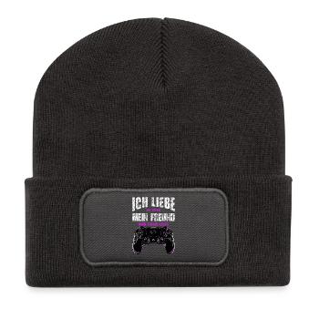 J’adore quand mon copain me laisse jouer - Beanie recyclé à patch - charbon - Devant