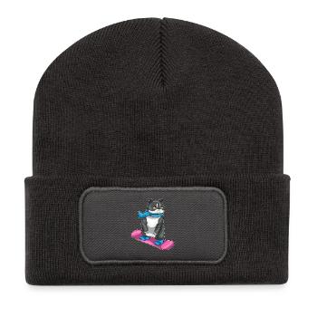 Snowboard britannique à cheveux courts - Beanie recyclé à patch - charbon - Devant