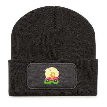 Hamster Auto - Recycelte Patch Beanie - Dunkelgrau - Vorne