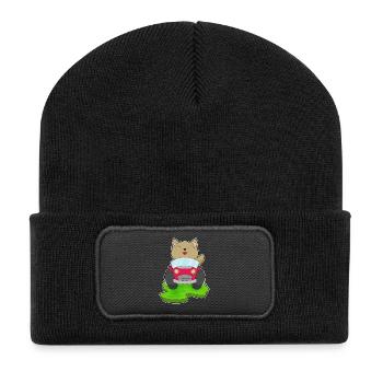 Voiture de chat - Beanie recyclé à patch - noir - Devant