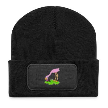 Fleur de flamant rose - Beanie recyclé à patch - noir - Devant