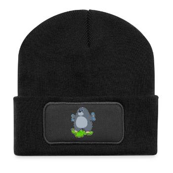 Maulwurf Bodybuilder Hanteln Bodybuilding - Recycelte Patch Beanie - Schwarz - Vorne