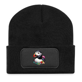 Papageitaucher - Recycelte Patch Beanie - Schwarz - Vorne