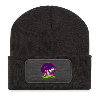 Moto Panda - Beanie recyclé à patch - charbon - Devant