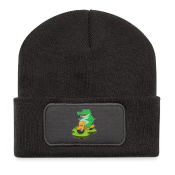 Crocodile Scooter - Recycled Patch Beanie - dark grey - Front