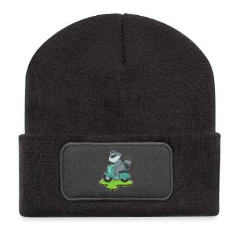 Raccoon Scooter - Recycled Patch Beanie - dark grey - Front