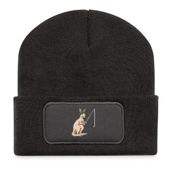 Canne à pêche Kangourou Pêcheur Canne à pêche - Beanie recyclé à patch - charbon - Devant