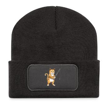 Canne à pêche Cat Angler Canne à pêche - Beanie recyclé à patch - charbon - Devant