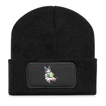 Bunny astronaute de Pâques - Beanie recyclé à patch - noir - Devant