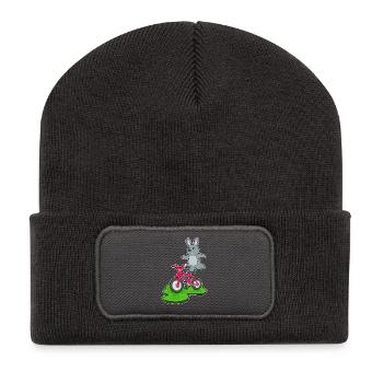 Hase Fahrrad - Recycelte Patch Beanie - Dunkelgrau - Vorne