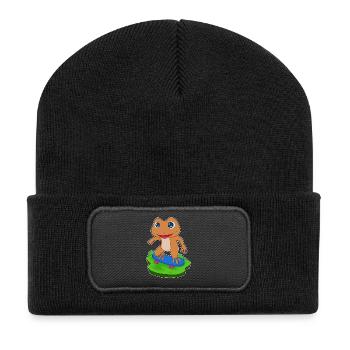 Frosch Skater Skateboard Sport - Recycelte Patch Beanie - Schwarz - Vorne