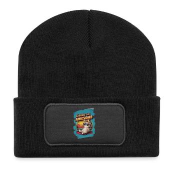 Live Chill Badass Katze - Recycelte Patch Beanie - Schwarz - Vorne