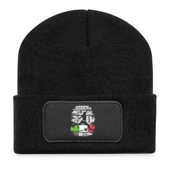 Fußball Italien Torschuss Team Illustration Symbol - Recycelte Patch Beanie - Schwarz - Vorne