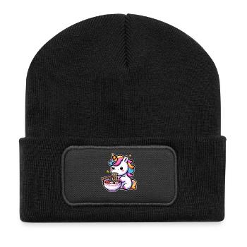 Japanese Kawaii Unicorn Ramen Asian Cuisine - Recycled Patch Beanie - black - Front