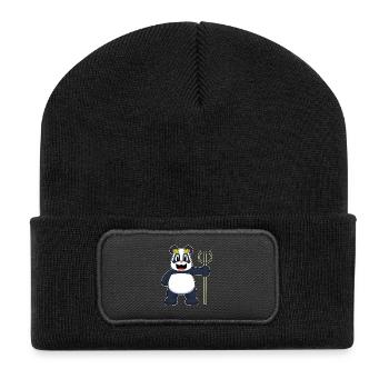 Panda Halloween Teufel - Recycelte Patch Beanie - Schwarz - Vorne