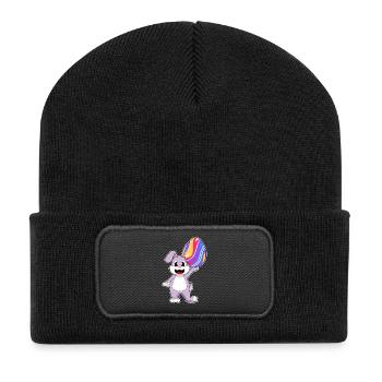 Hase Ostern Osterei - Recycelte Patch Beanie - Schwarz - Vorne