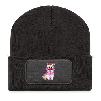 Forfait Noël Licorne - Beanie recyclé à patch - charbon - Devant