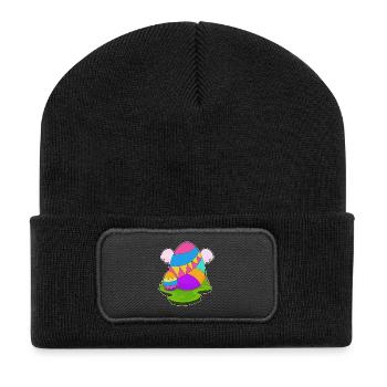 Ailes d’ange des œufs de Pâques - Beanie recyclé à patch - noir - Devant