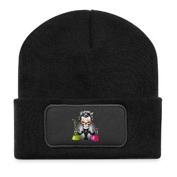 Crâne en scientifique sombre dans le laboratoire - Beanie recyclé à patch - noir - Devant